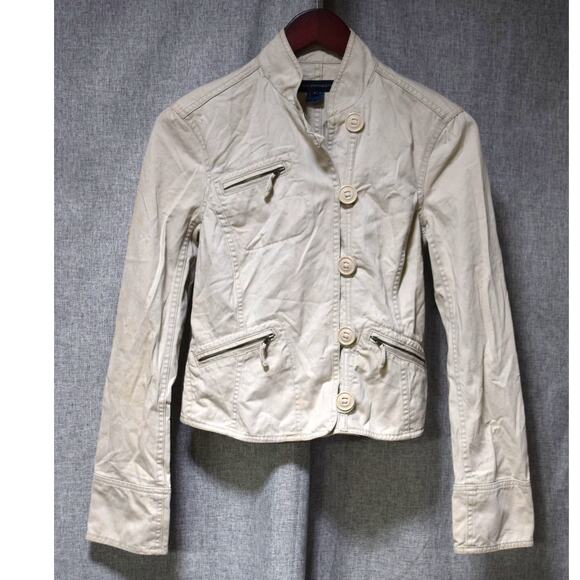 French Connection Beige Cotton Utility Jacket Size 4 - Picture 1 of 3